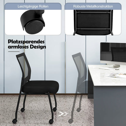 Stohovatelné kancelářské židle s kolečky, sada 2 ks, černé