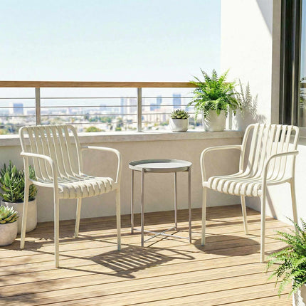 Stohovatelné venkovní židle, sada 4 ks, krémově bílé, ergonomický design