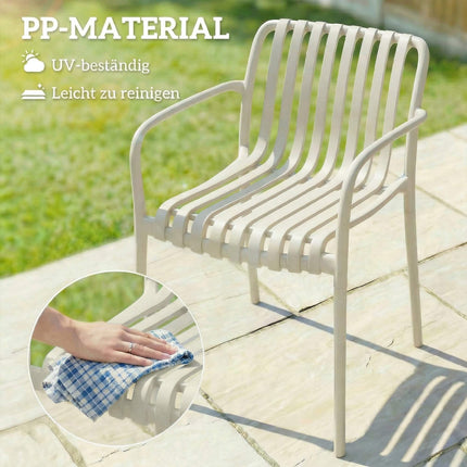 Stohovatelné venkovní židle, sada 4 ks, krémově bílé, ergonomický design