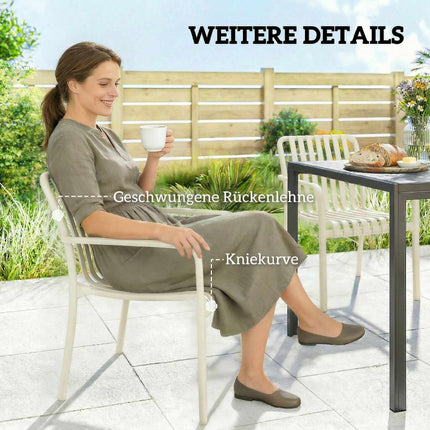 Stohovatelné venkovní židle, sada 4 ks, krémově bílé, ergonomický design