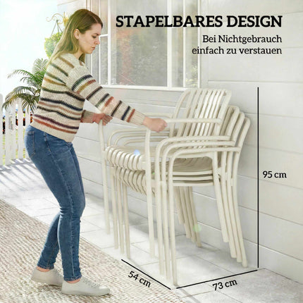 Stohovatelné venkovní židle, sada 4 ks, krémově bílé, ergonomický design
