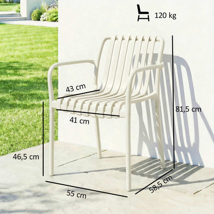 Stohovatelné venkovní židle, sada 4 ks, krémově bílé, ergonomický design