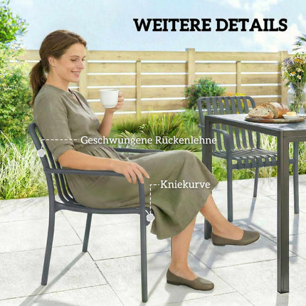 Stohovatelné venkovní židle, sada 4 ks, tmavě šedé, ergonomický design