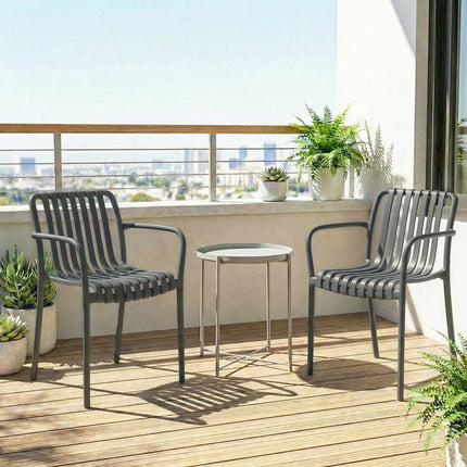 Stohovatelné venkovní židle, sada 4 ks, tmavě šedé, ergonomický design
