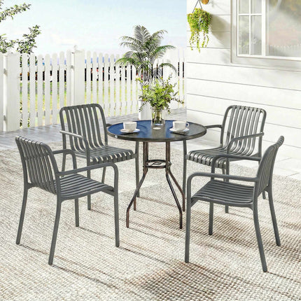 Stohovatelné venkovní židle, sada 4 ks, tmavě šedé, ergonomický design