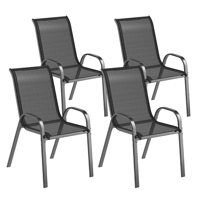 Stohovatelné venkovní zahradní židle, sada 4 ks, ocel, černé