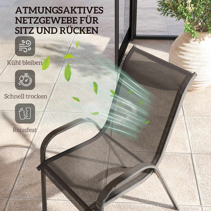 Stohovatelné venkovní zahradní židle, sada 4 ks, ocel, černé
