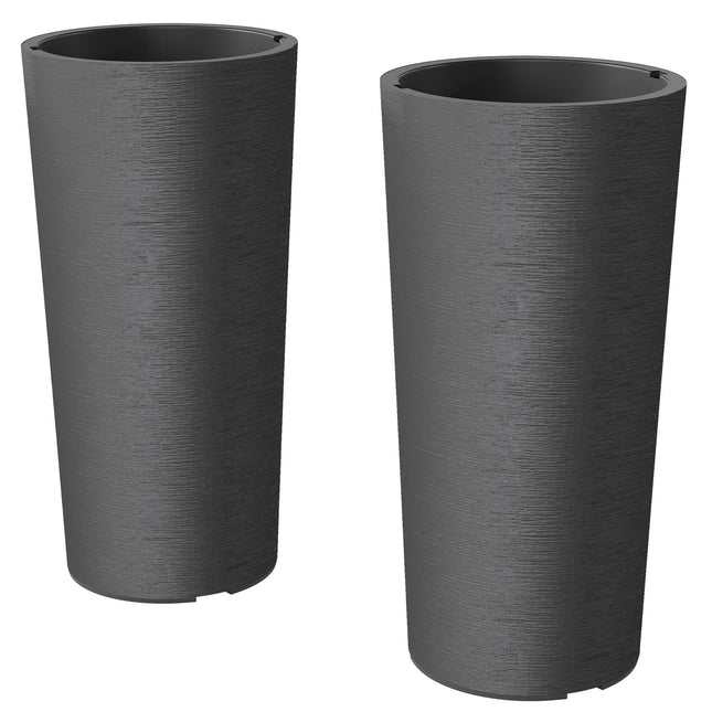 Stapelbares Pflanzgefäß-Set mit Drainage, 60 cm, Dunkelgrau