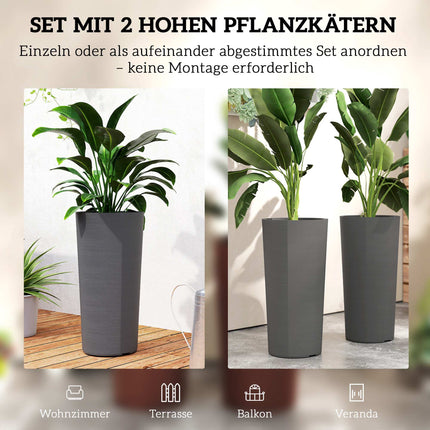 Stohovatelná sada truhlíků s odvodněním, 60 cm, tmavě šedá