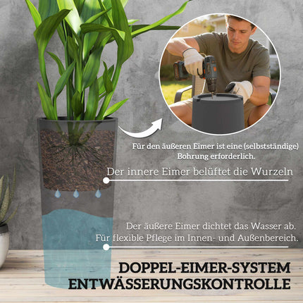 Stohovatelná sada truhlíků s odvodněním, 60 cm, tmavě šedá