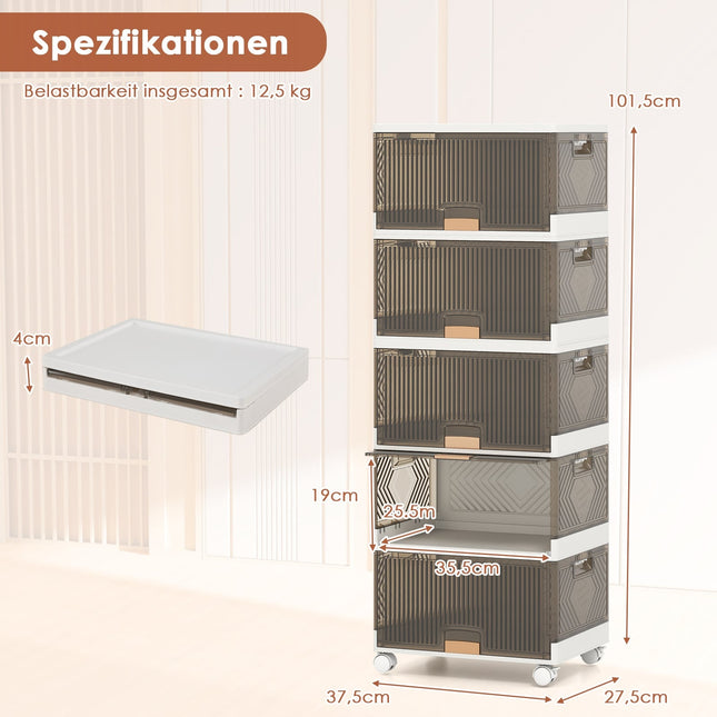 Stohovatelný botník s kolečky, objem 85 l