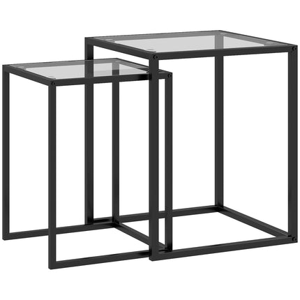 Sada stohovatelných odkládacích stolků, ocelové nohy, černá, moderní design