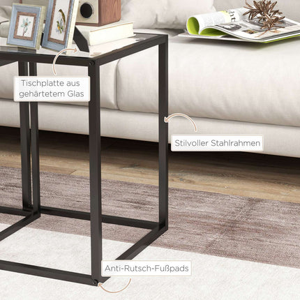Sada stohovatelných odkládacích stolků, ocelové nohy, černá, moderní design
