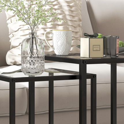 Sada stohovatelných odkládacích stolků, ocelové nohy, černá, moderní design