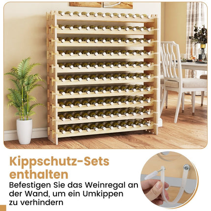 Stapelbares Holz-Weinregal für 120 Flaschen, 10-stöckig