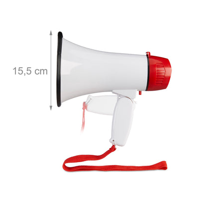 Stadionový megafon, mini bílý, 10 W, pro fotbalové fanoušky a roztleskávačky