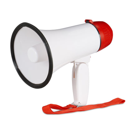Stadionový megafon, mini bílý, 10 W, pro fotbalové fanoušky a roztleskávačky