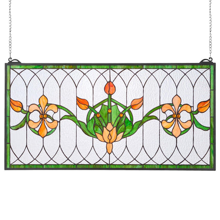 Stained Glass Window Panel 31.9 x 16.9 in, Chain