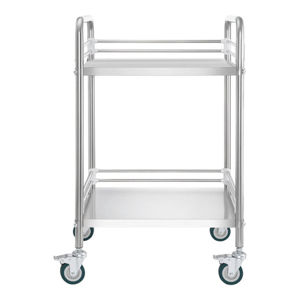 Stainless Steel 2-Tier Utility Cart, Locking Casters