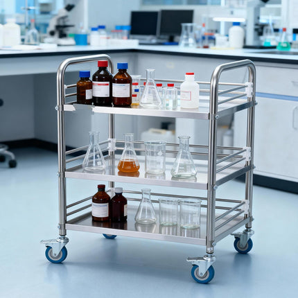 Stainless Steel 3-Tier Rolling Utility Cart, Locking Casters