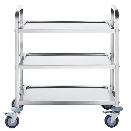 Stainless Steel 3-Tier Utility Cart, 400 lb, Locking Wheels