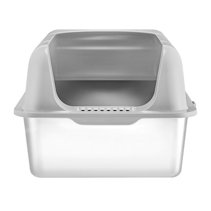 Stainless Steel Cat Litter Box XL, High Sides, Scoop