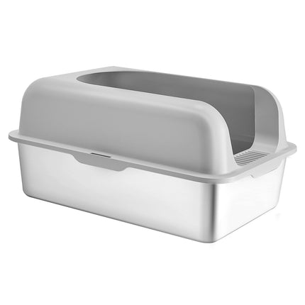 Stainless Steel Cat Litter Box XL, High Sides, Scoop