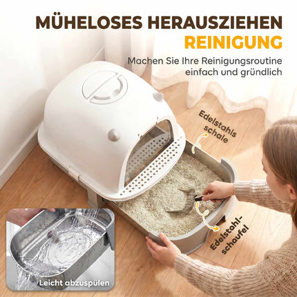 Stainless Steel Cat Litter Box with Removable Lid & Filters