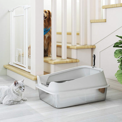 Stainless Steel Cat Litter Box with Scoop, High Sides, XL