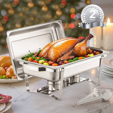 Stainless Steel Chafing Dish Set, 8 Qt, 2 Pack
