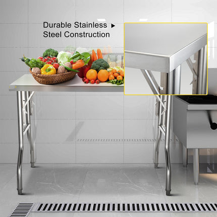 Stainless Steel Folding Prep Table, 48 x 24 in, 660 lb