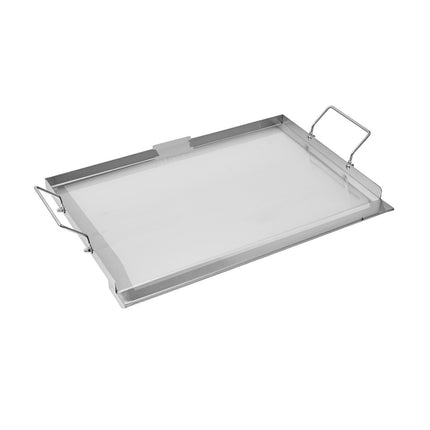 Stainless Steel Grill Griddle Plate, 23x16 Inch, Handles