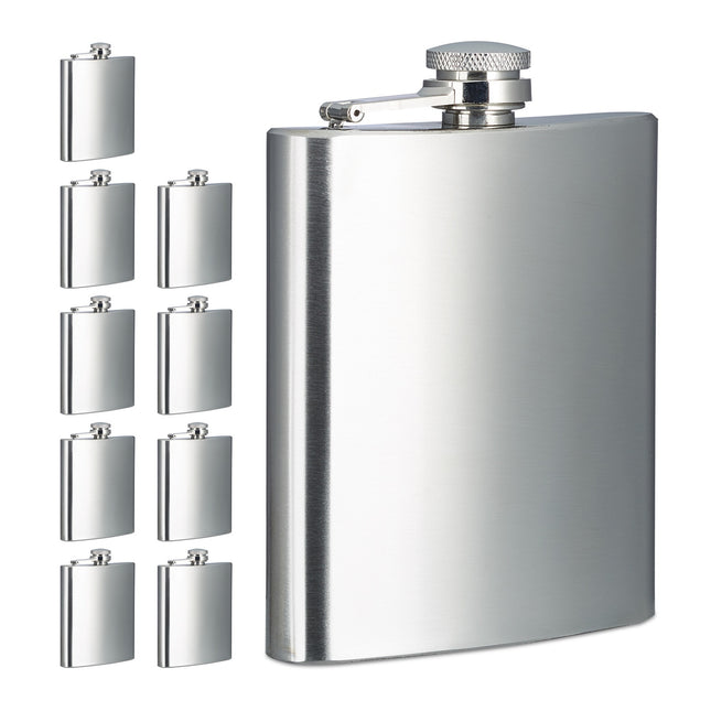Edelstahl-Flachmänner, 200 ml, 10er-Set