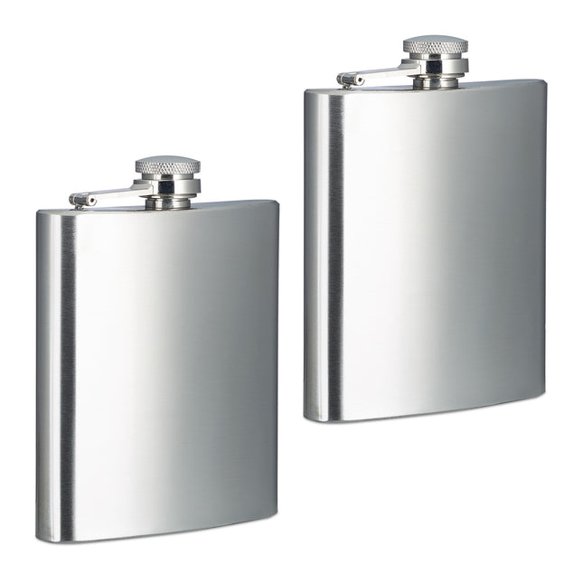 Edelstahl-Flachmänner, 2er-Set, 200 ml