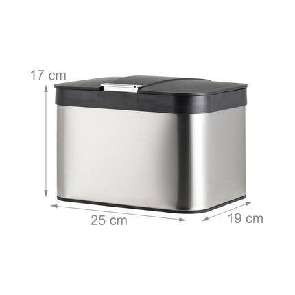 Nerezový kuchyňský koš na kompost, 4.5 l, víko těsnící pachy
