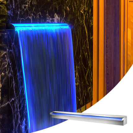 Stainless Steel Pool Waterfall Fountain, 35.4 in, LED