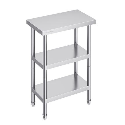 Stainless Steel Prep Table, 14 x 24 In, 3-Tier Shelf