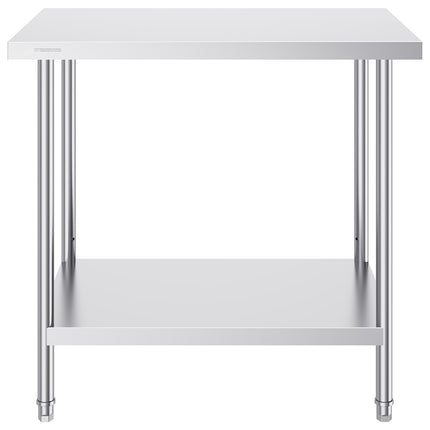 Stainless Steel Prep Table 24 x 36 x 34 in, 3-Level Adjustable
