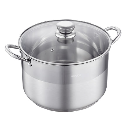 Stainless Steel Stock Pot 11.4 L, Glass Lid, Induction