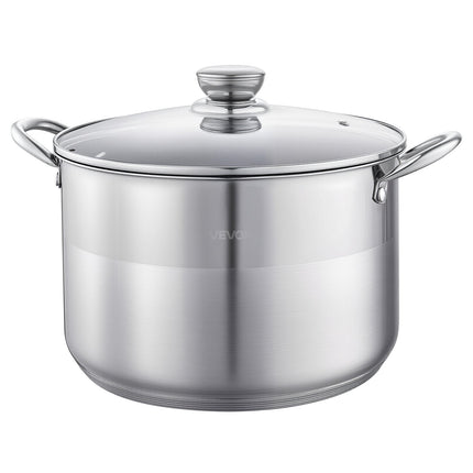 Stainless Steel Stock Pot 11.4 L, Glass Lid, Induction