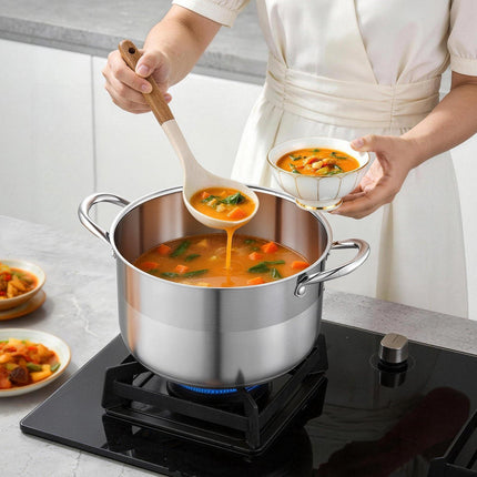 Stainless Steel Stock Pot 8 Qt, Glass Lid, Induction