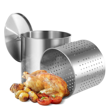 Stainless Steel Stockpot 100 Qt with Basket and Lid