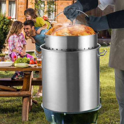 Stainless Steel Stockpot 54L With Basket and Lid
