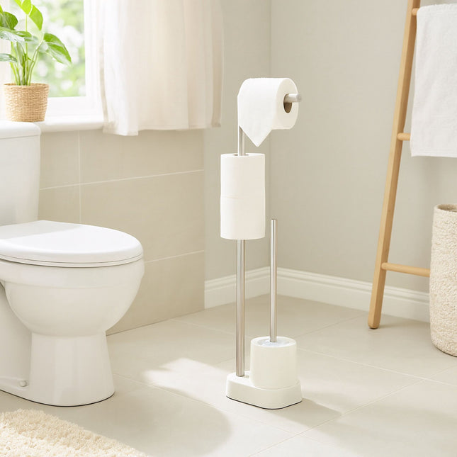 Nerezový držák toaletního papíru se štětkou