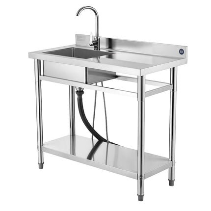 Stainless Steel Utility Sink, Single Bowl With Faucet, 1000x500mm