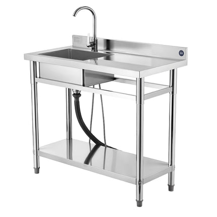 Stainless Steel Utility Sink, Single Bowl With Faucet, 1000x500mm