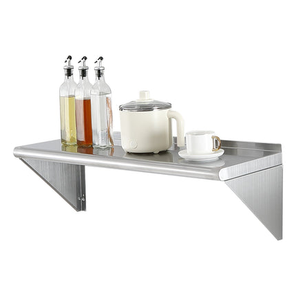 Stainless Steel Wall Shelf With Brackets, 30.5 x 91.4 cm, 113 kg