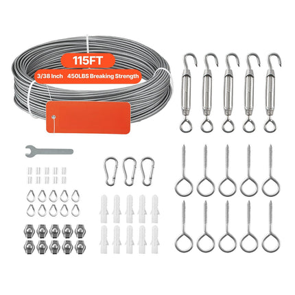 Stainless Steel Wire Rope Kit, 2 mm, 35.1 m, PVC Coated