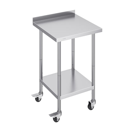 Stainless Steel Work Table 24x24x40, Casters, Adjustable Shelf