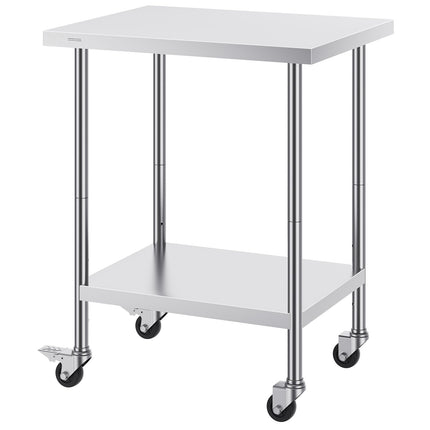Stainless Steel Work Table 24x30x38, Wheels, Adjustable